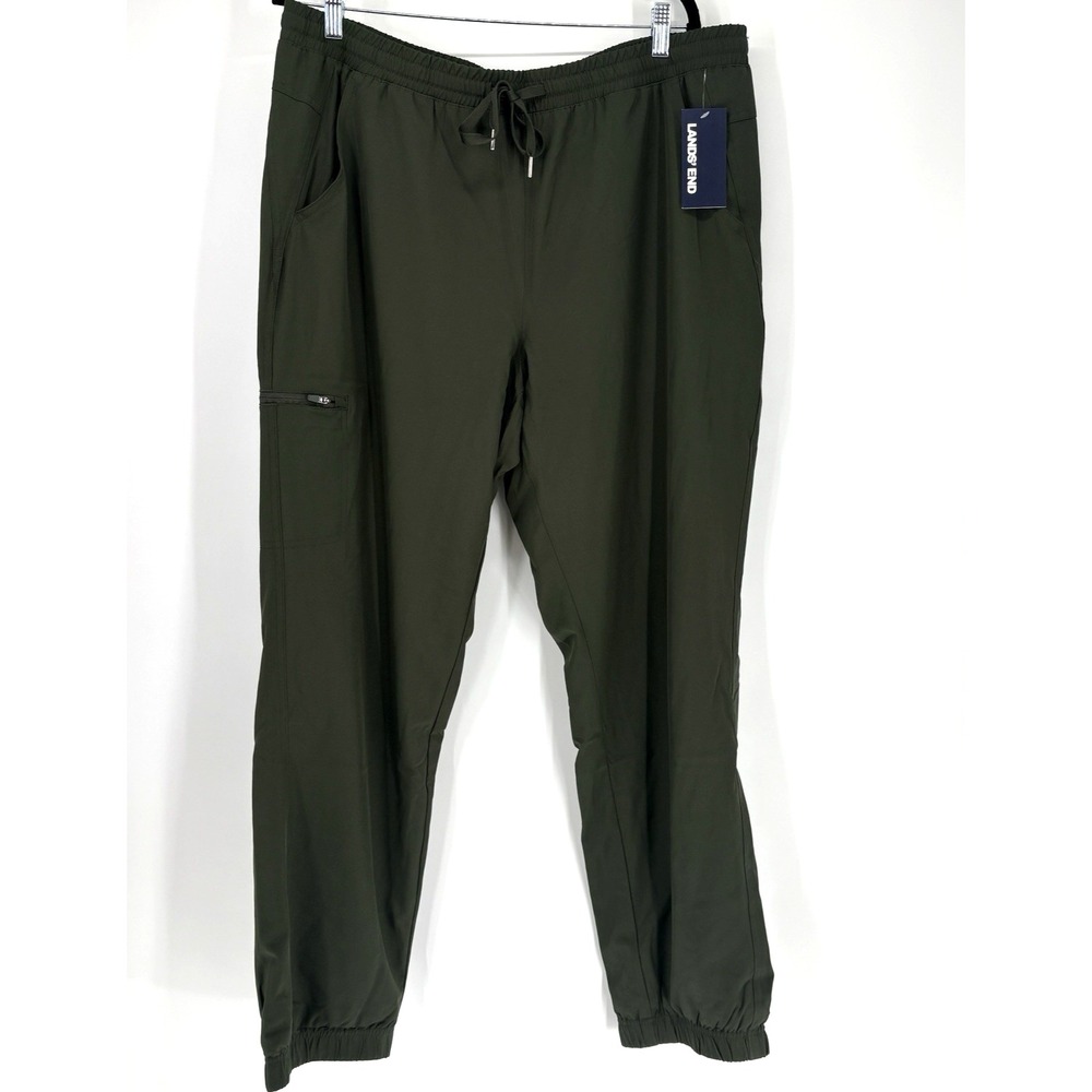Lands End Flannel Lined Joggers Mens XL Green NWT